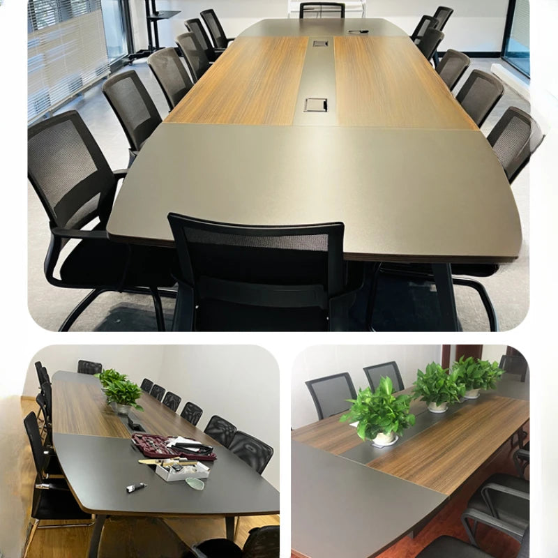 Modern Ebony Conference Table & Chair Set