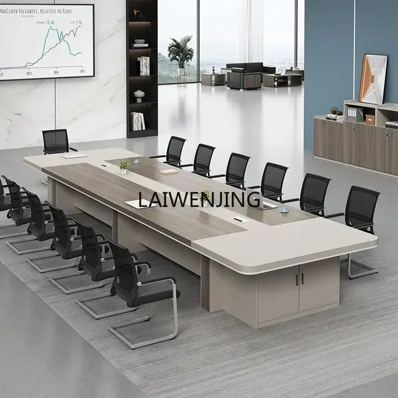 MJY conference simple long furniture large negotiation meeting room table and chair combination light luxury