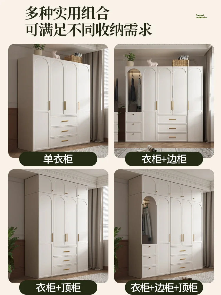 French wardrobe bedroom home desk dresser integrated storage cabinet Small apartment economy wardrobe