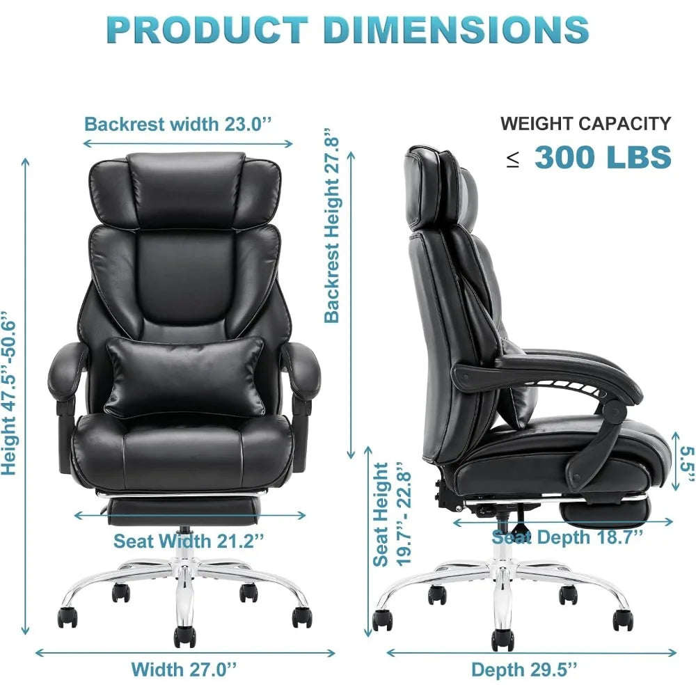 Office Chair with Footrest-Ergonomic High Back Design Executive Computer Desk Chair with Removable Lumbar Pillow