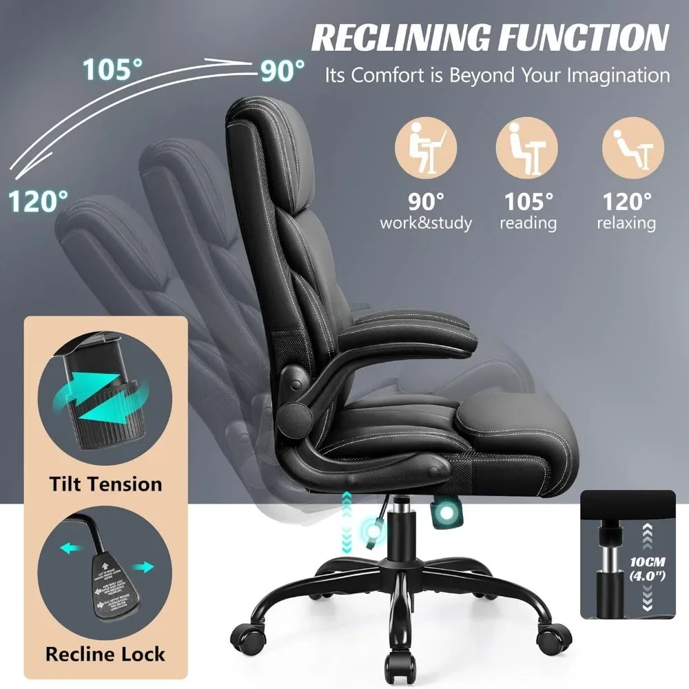 Office Chair, Ergonomic Big and Tall Computer Desk Chairs, Adjustable High Back Flip-up Armrests, Office Chair