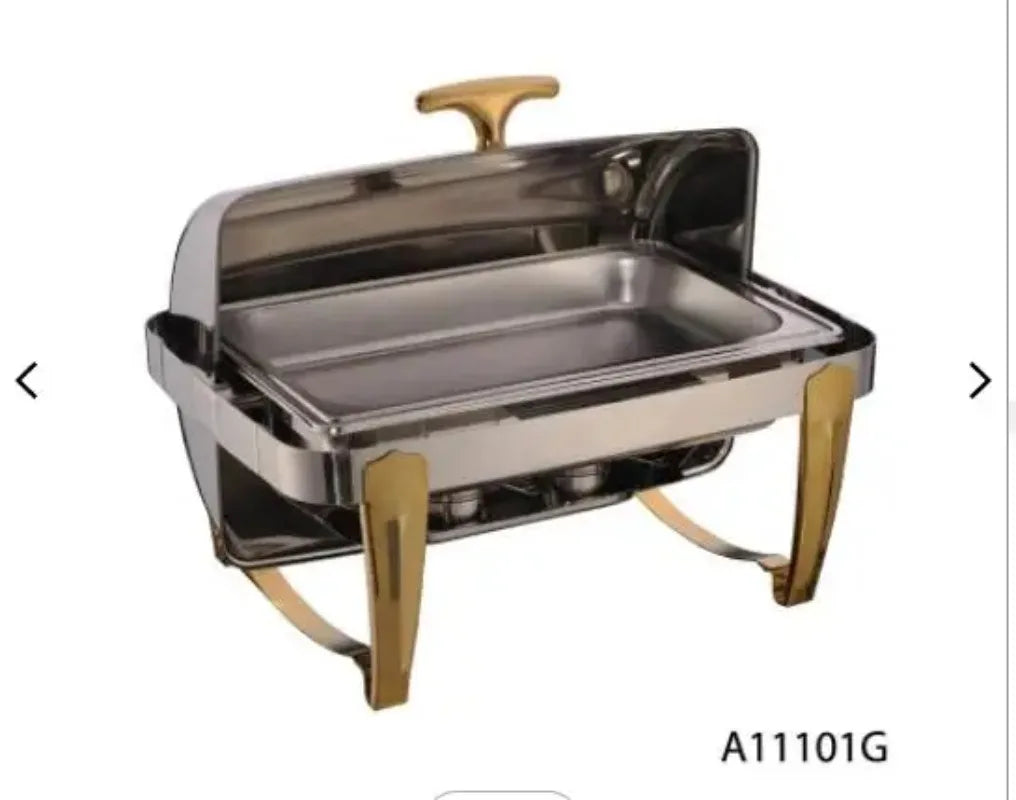 Rectangle Chafing Dish Food Warmer With Golden Feet stainless steel buffet dome top chafing dish serving set food warmer buffet