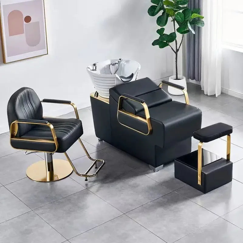 Barber Salon Shampoo Chair – Half-Lying Hair Wash Bed, Light Luxury for Hair Salons