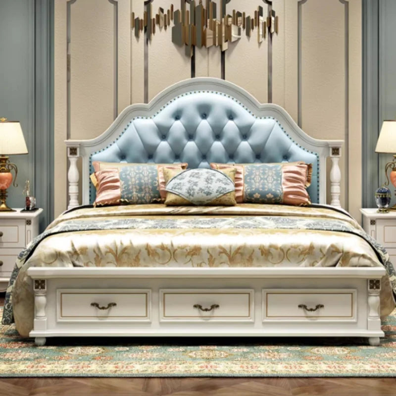 Unique Queen Frame Double Bed Simple Luxury Wooden Hotel King Size Double Bed Nordic Modern Letto Matrimoniale Bedroom Furniture