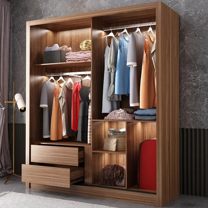 Wardrobe – Plastic Sliding Door Cabinet, Bedroom Storage Organizer, and Dresser Set