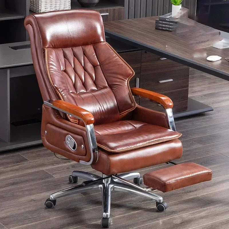Ergonomic Executive Recliner Chair with Massage Cushion for Office Use.