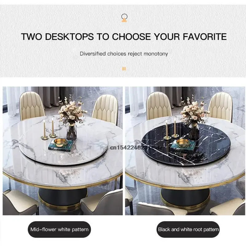 Modern Round Dining Table Set – Light Luxury Design with 4 Chairs
