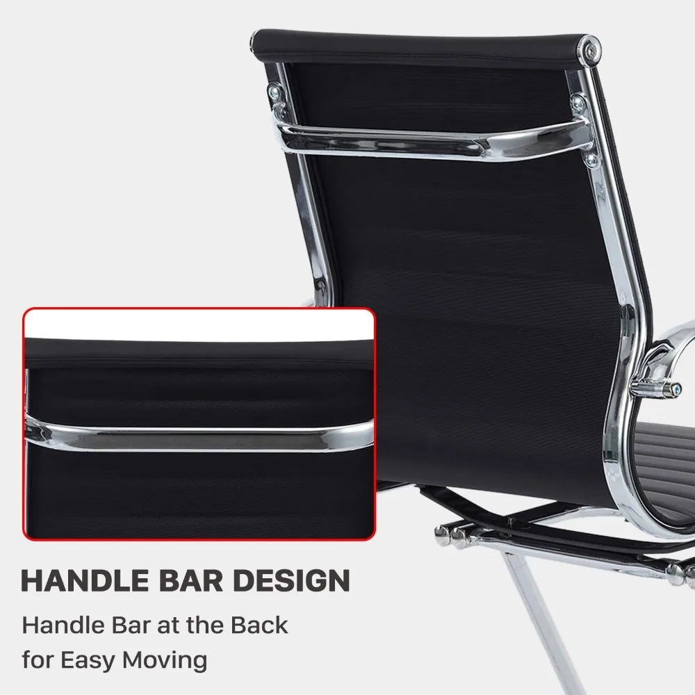Office Guest Chair Meeting Room Chair Leather Reception Chair without Wheel with Sled Base for Waiting Room Conference