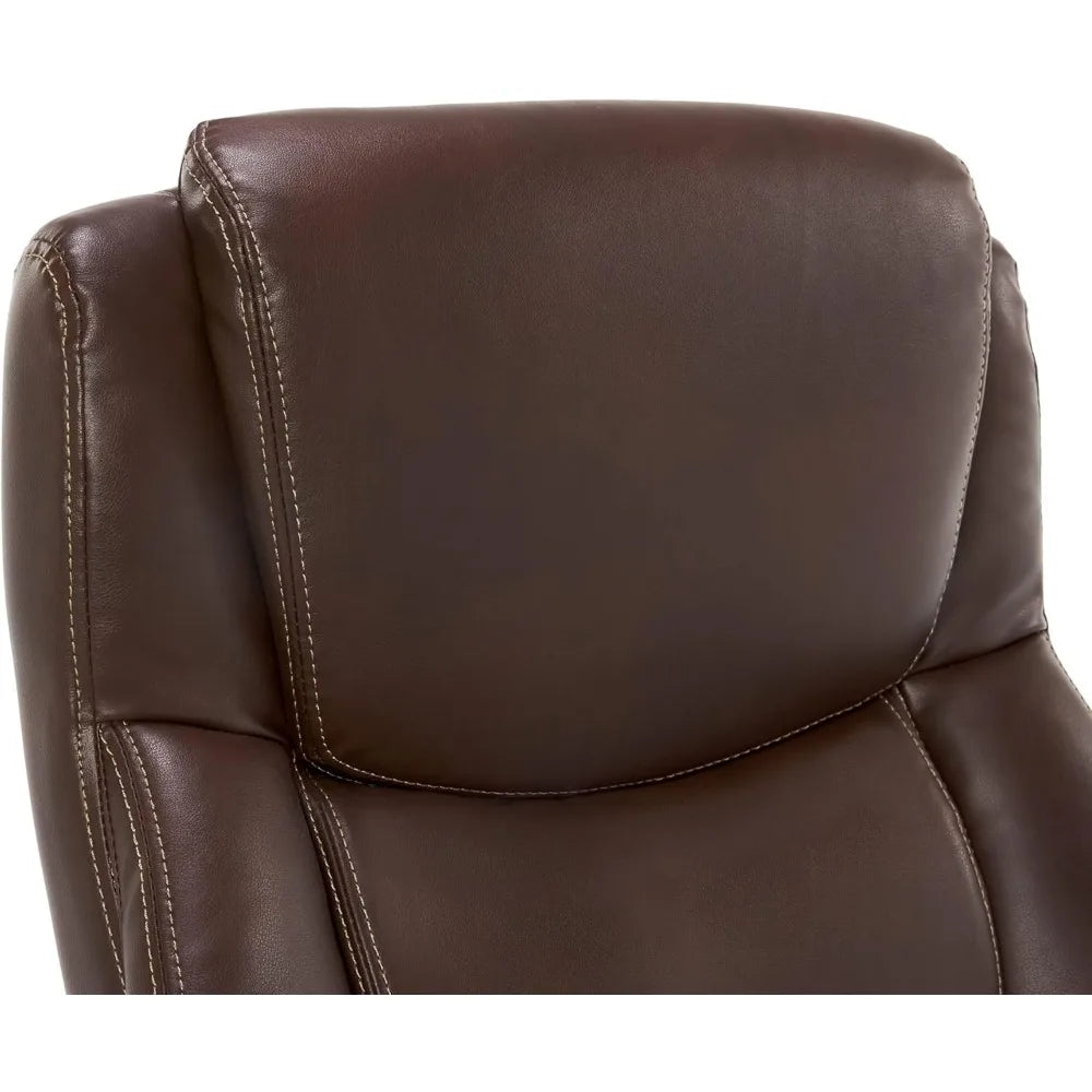 La-Z-Boy Delano Big & Tall Executive Office Chair, High Back Ergonomic Lumbar Support, Bonded Leather, Brown