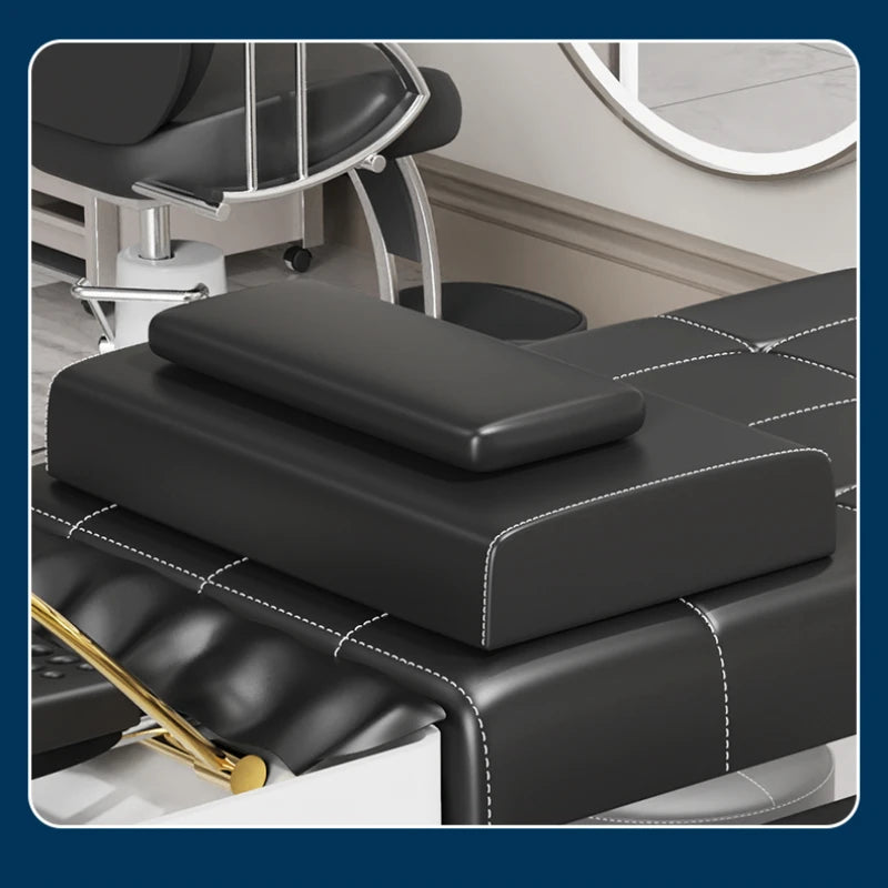 Chinese Spa Hair Wash Massage Chair – Luxury Hairdressing Washbasin, Shampoo Bed, and Styling Stretcher for Salons.