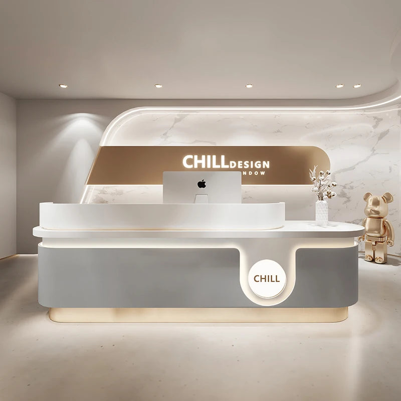 Modern Reception Counter and Aesthetic Decor for Hairdressing