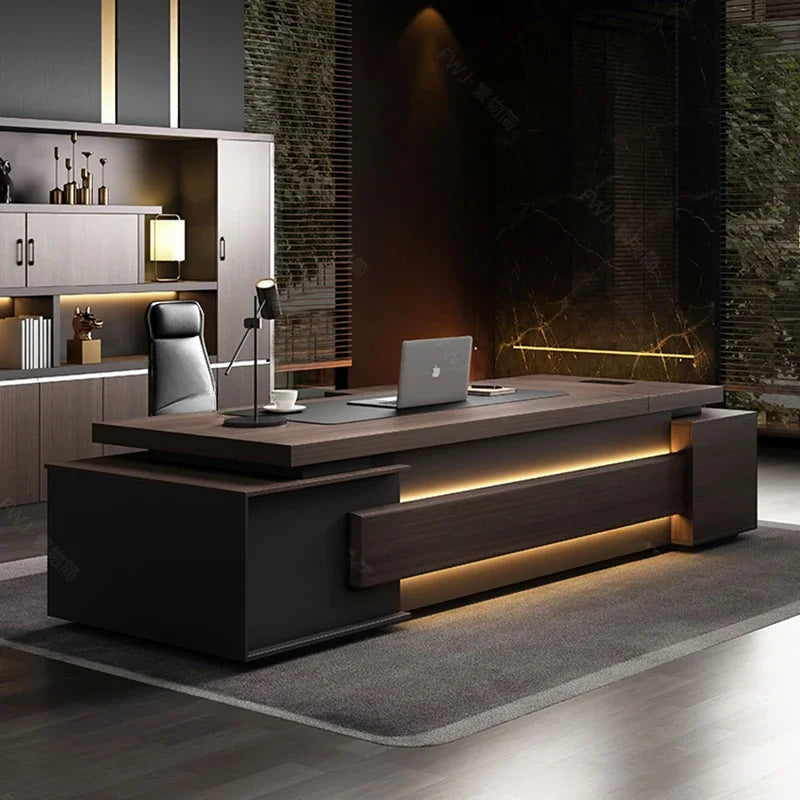 Boss Conference Office Desk – L-Shaped, Minimalist Design with Storage, Writing Desk, Drawers & Organizer, Escrivaninha Furniture