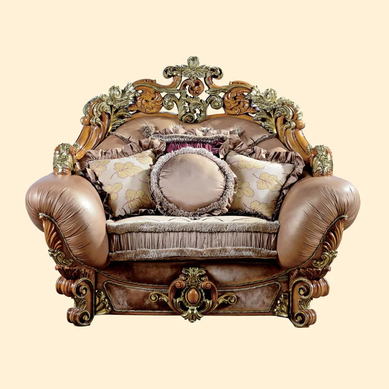 European Solid Wood Luxury Fabric Sofa: French Carved Palace Style, Customizable 123 Combination for Living Rooms.