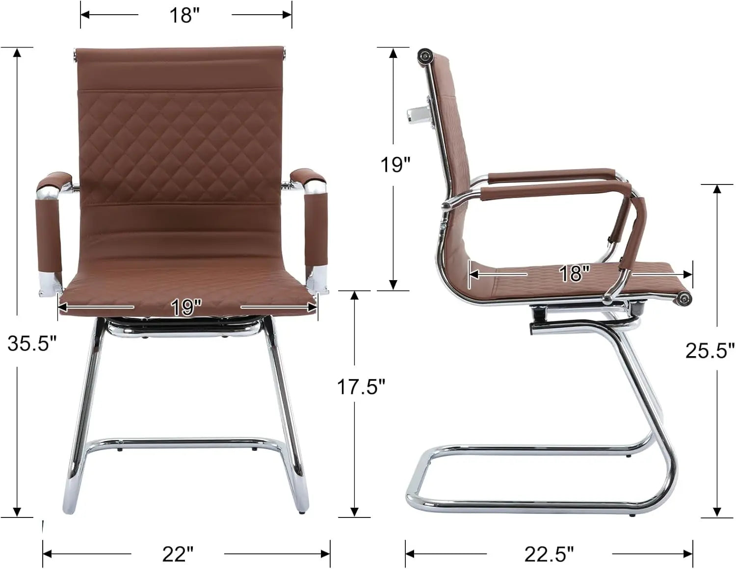 Office Guest Chairs Reception Chairs Waiting Room Chairs Set of 2 Conference Room with Mid Back, Modern PU Leather Desk