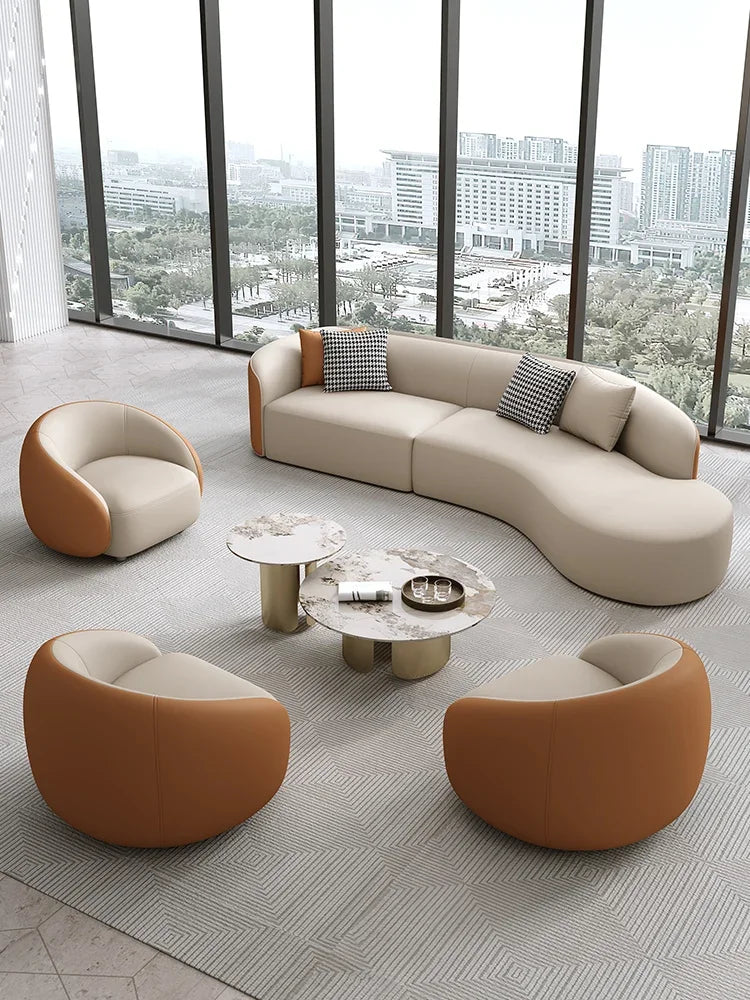 Customized arc sofa Hotel lobby VIP club rest area reception visitor arc sales office to discuss sofa.