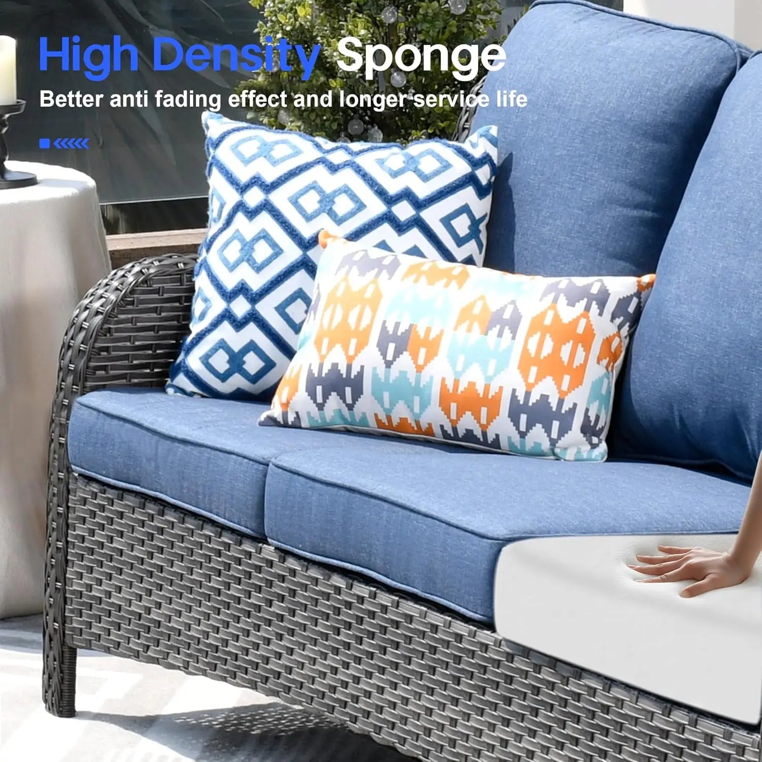 Outdoor 7-Piece Patio Furniture Set with Fire Pit Table and Swivel Rocking Chairs, All-Weather Wicker.