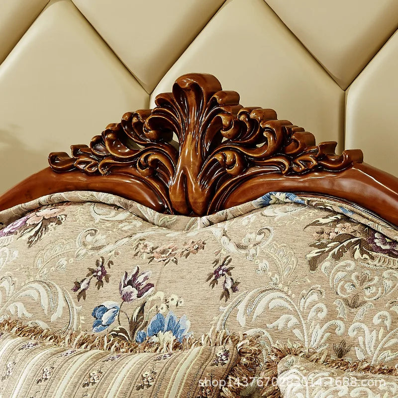 European-style fabric sofa, disassembled for easy washing. Luxurious design for large villa living rooms, featuring solid wood and American-style craftsmanship.