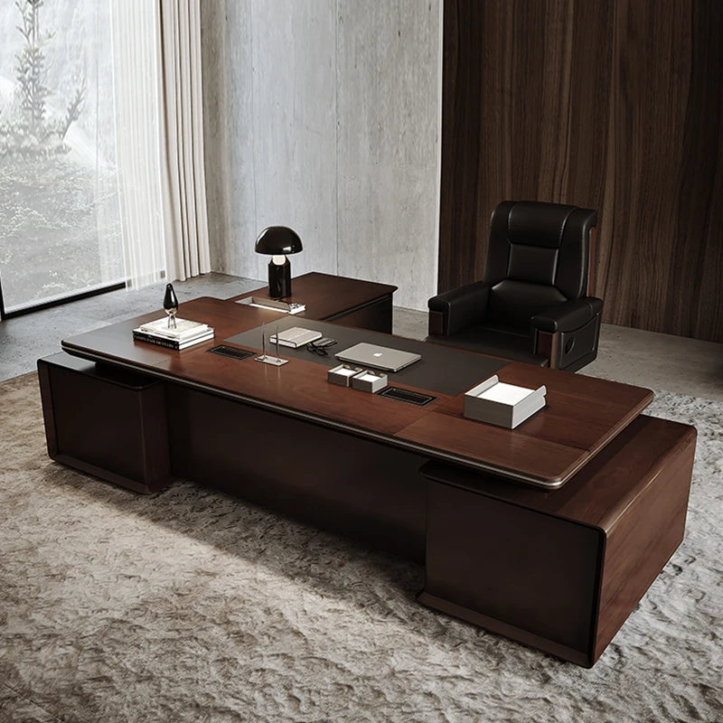 Walnut Solid Wood Leather Boss&