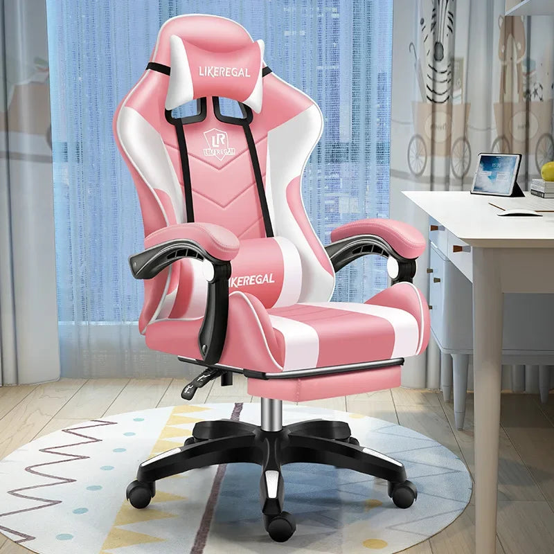 Height Adjustable Chair Computer Office Desk Chairs Footrest Rotating Luxury Comfortable Game Gamer Bedroom Meeting Pc Furniture