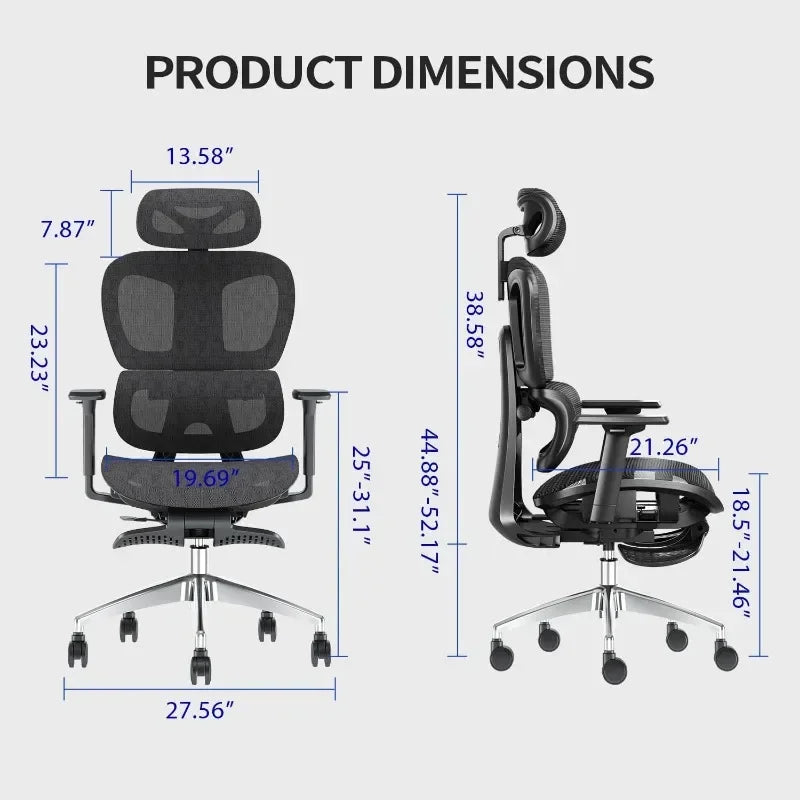 Ergonomic Mesh Office Chair – High Back Design with 3D Adjustable Armrests.