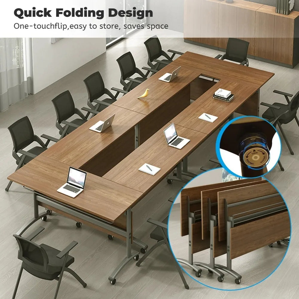 Conference TableFolding Conference Room Tables,Large Meeting Seminar Table for Conference Room,Modern Mobile Training Room Table