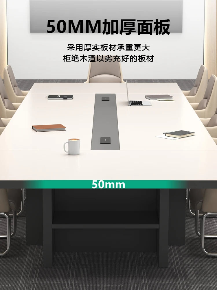 Simple Long Conference Table with Chair Set
