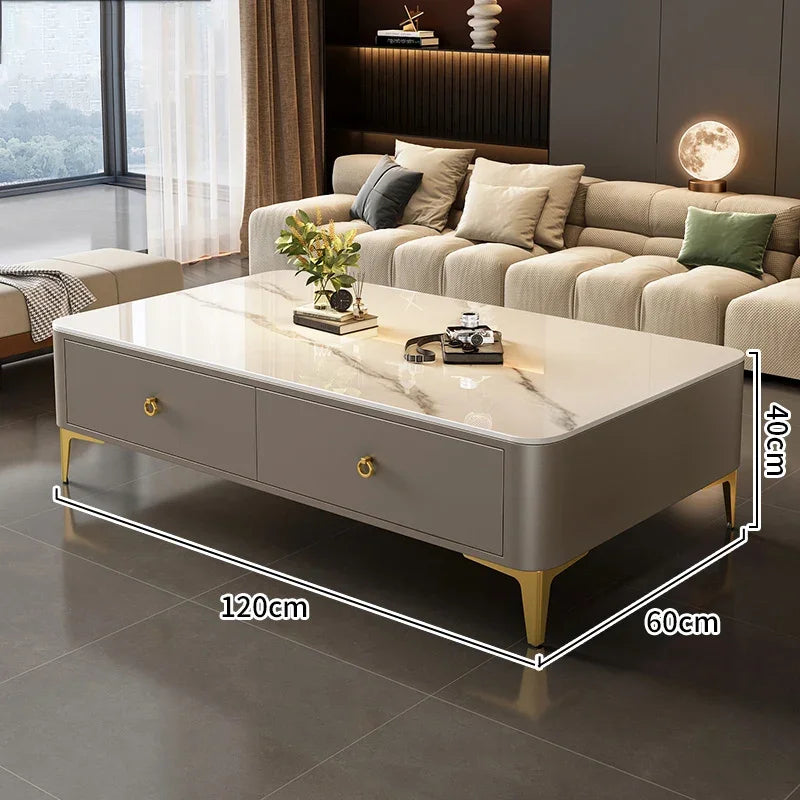 Light luxury slate coffee table with storage