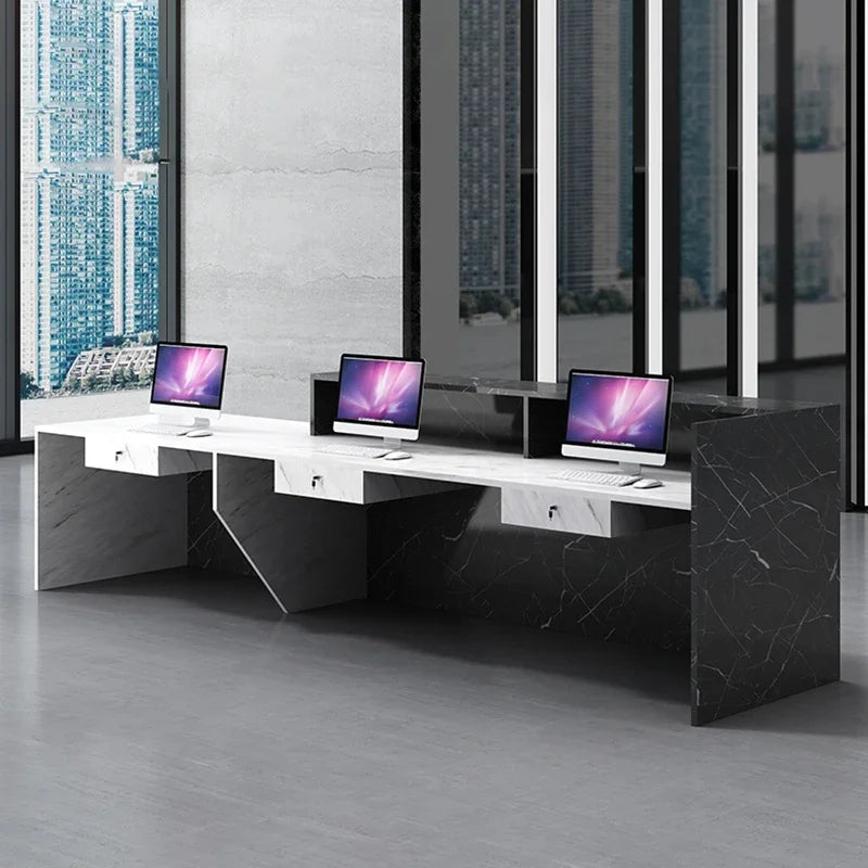 White Pulpito Reception Desks Office Standing Cashier Counter Simple Luxury Display Mostrador Negocio Beauty Salon Furniture