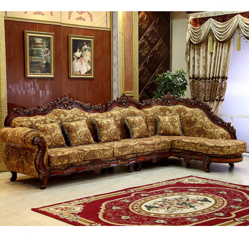 European Style High-End Living Room Sofa: American Solid Wood with Detachable, Washable Fabric