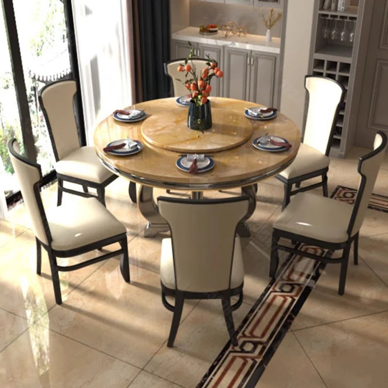 European Modern Dining Table Design Nordic High Marble Luxury Dining Table Round Sets Chairs Mesas De Restaurante Home Furniture