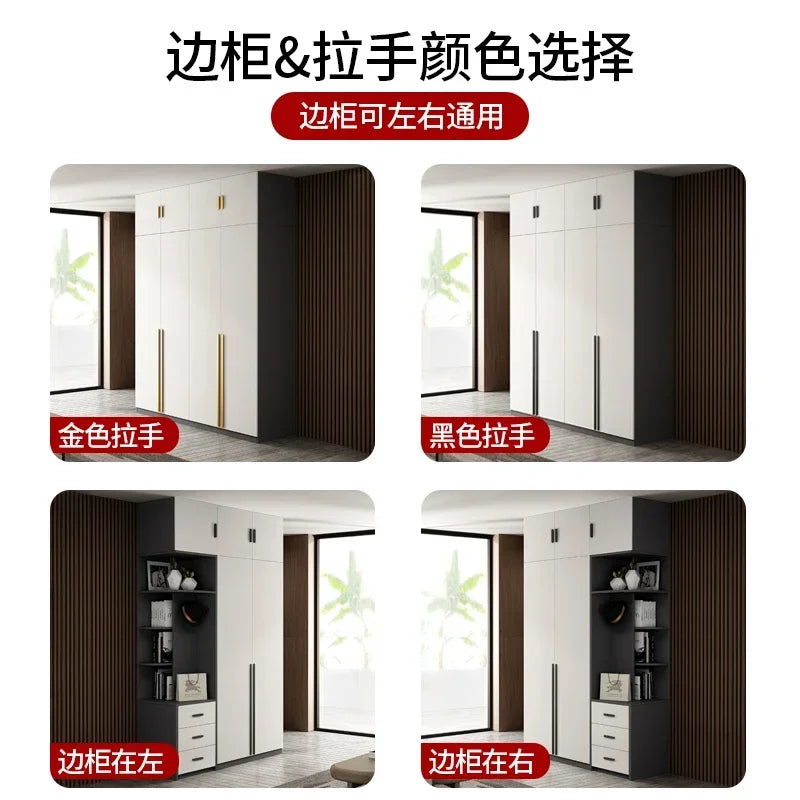 Wardrobe Household bedroom All solid wood multilayer board light luxury simple modern ecological board wardrobe