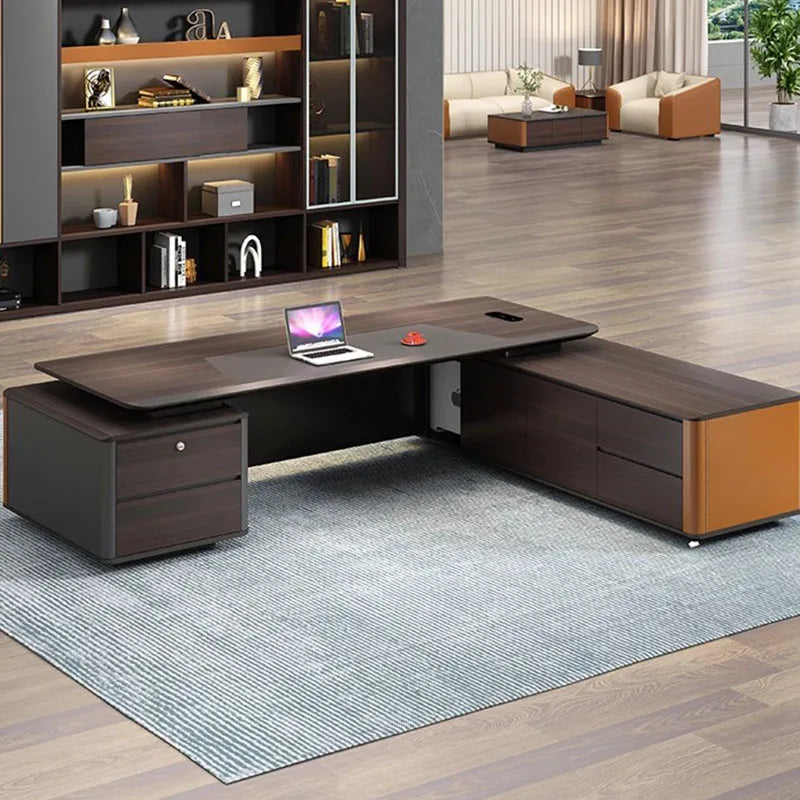 Modern Office Desk: Ergonomic Reception Table with Organizer and Extender