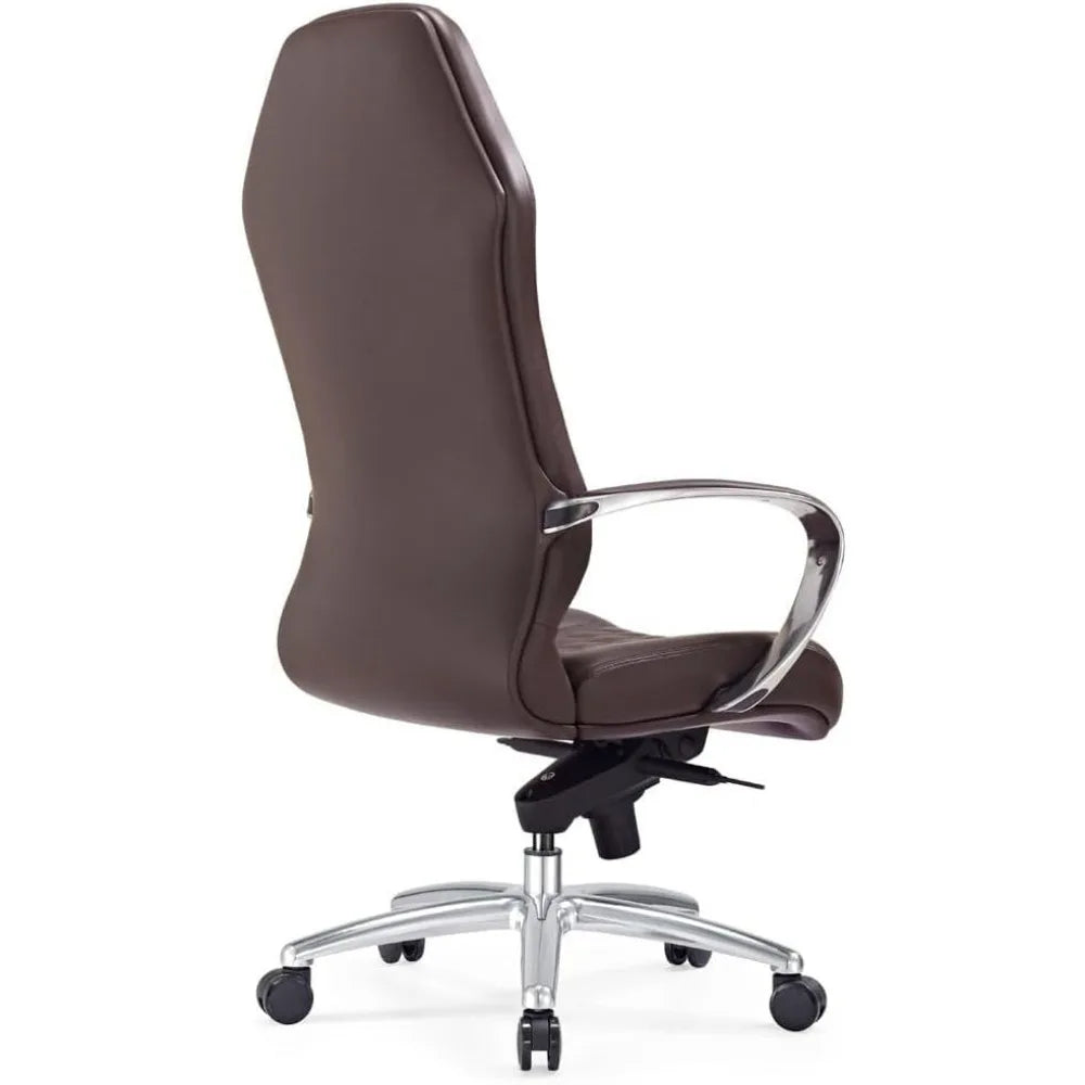 Modern Ergonomic Dark Brown Genuine Leather Executive Chair
