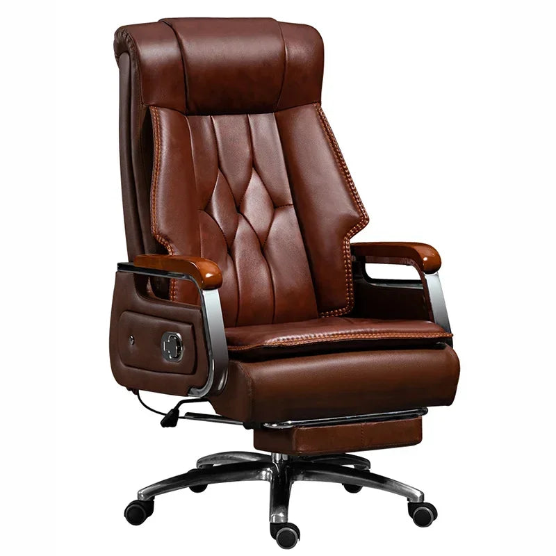 Headrest Leather Office Chair – Extendable, Reclining, with Wheels