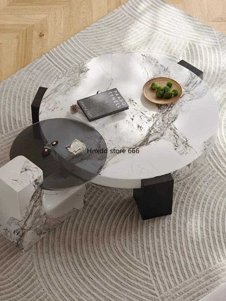 Marble round coffee table minimalist living room household small apartment