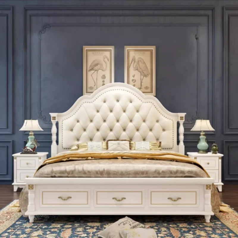 Unique Queen Frame Double Bed Simple Luxury Wooden Hotel King Size Double Bed Nordic Modern Letto Matrimoniale Bedroom Furniture