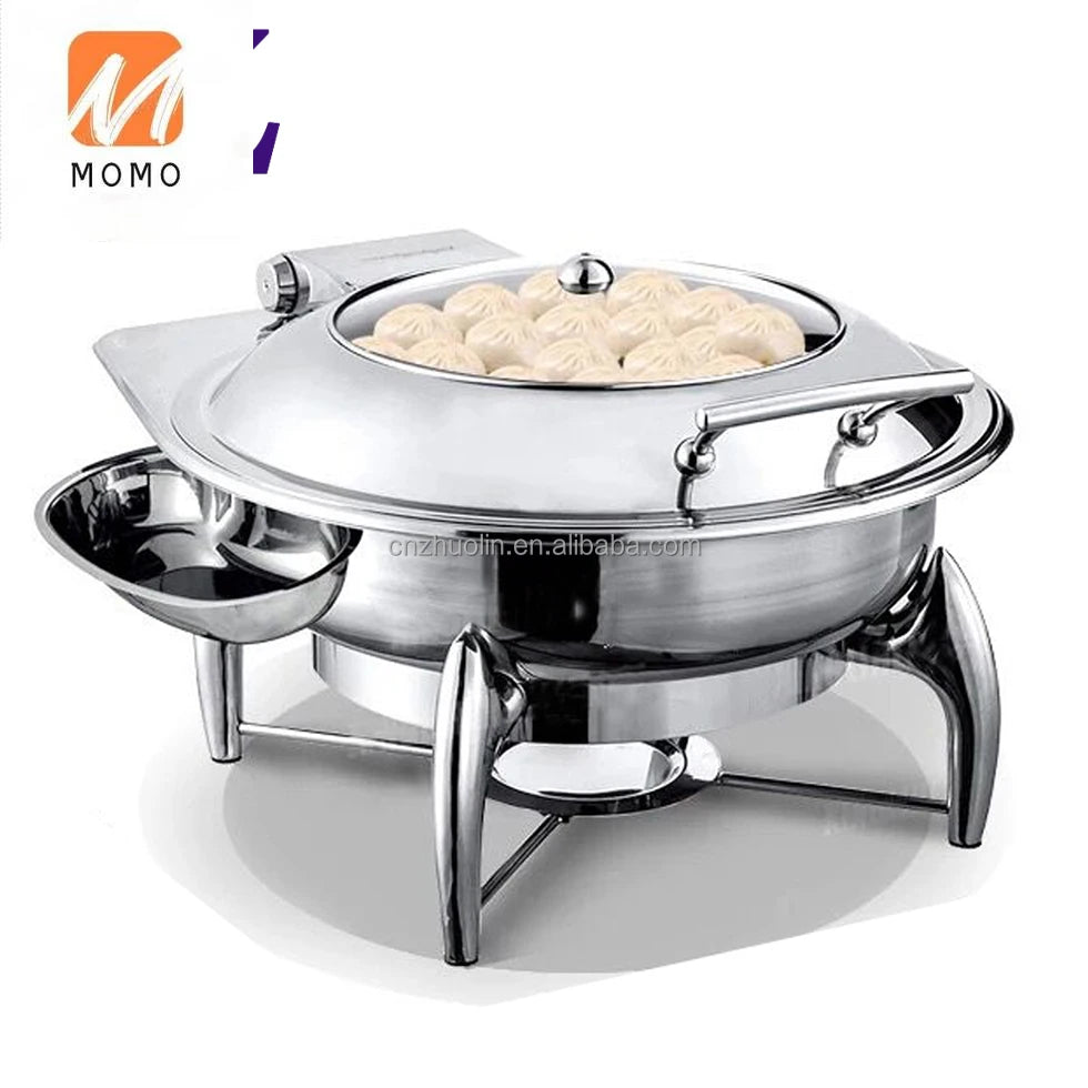 Gold and Silver Buffet Chafing Dish – Rectangular Roll-Top Food Warmer for Restaurants and Catering.