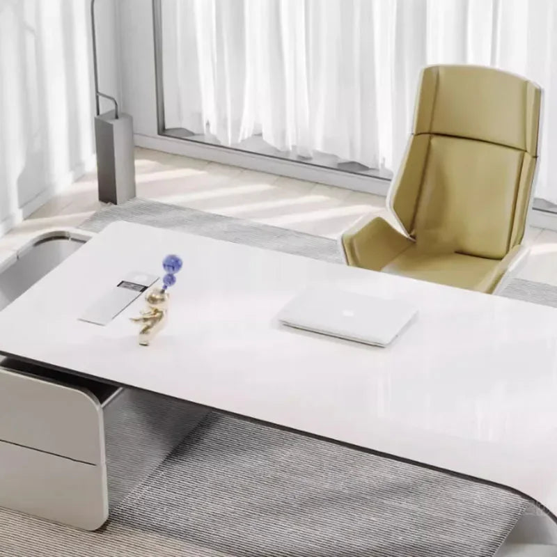 Luxury Executive Office Desk – European Style with Drawers and Shelf Organizers