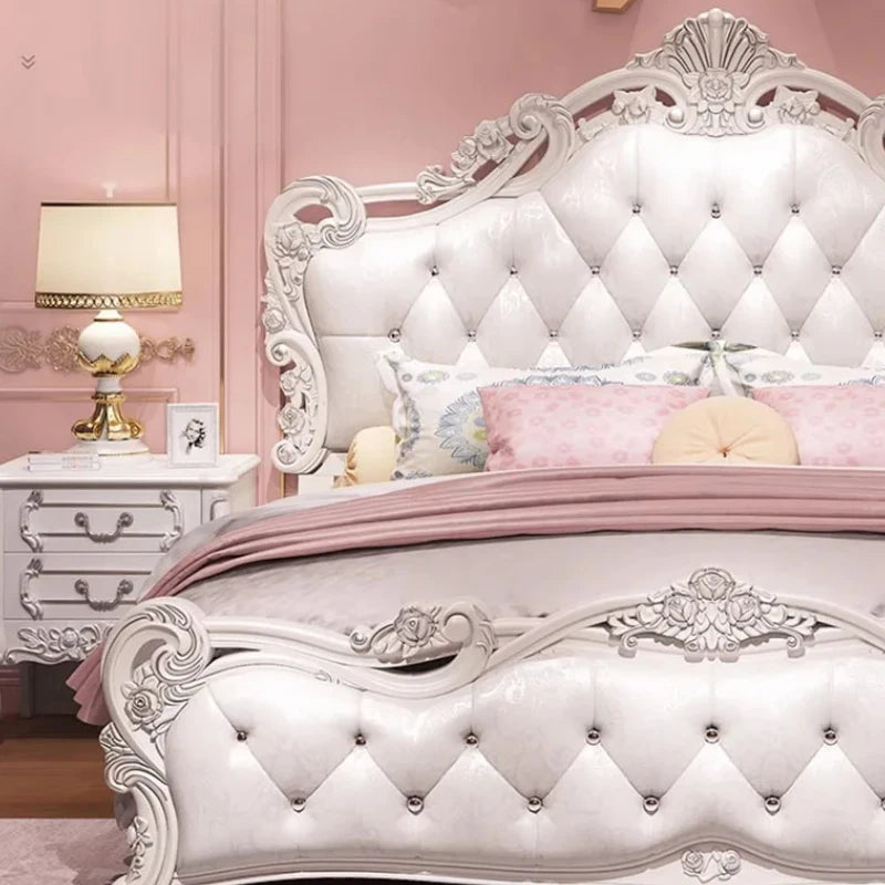 Princess Master Bed Frame Master High End Sleeping Wood Bed Frame Aesthetic White Muebles Para Dormitorio Nordic Furniture