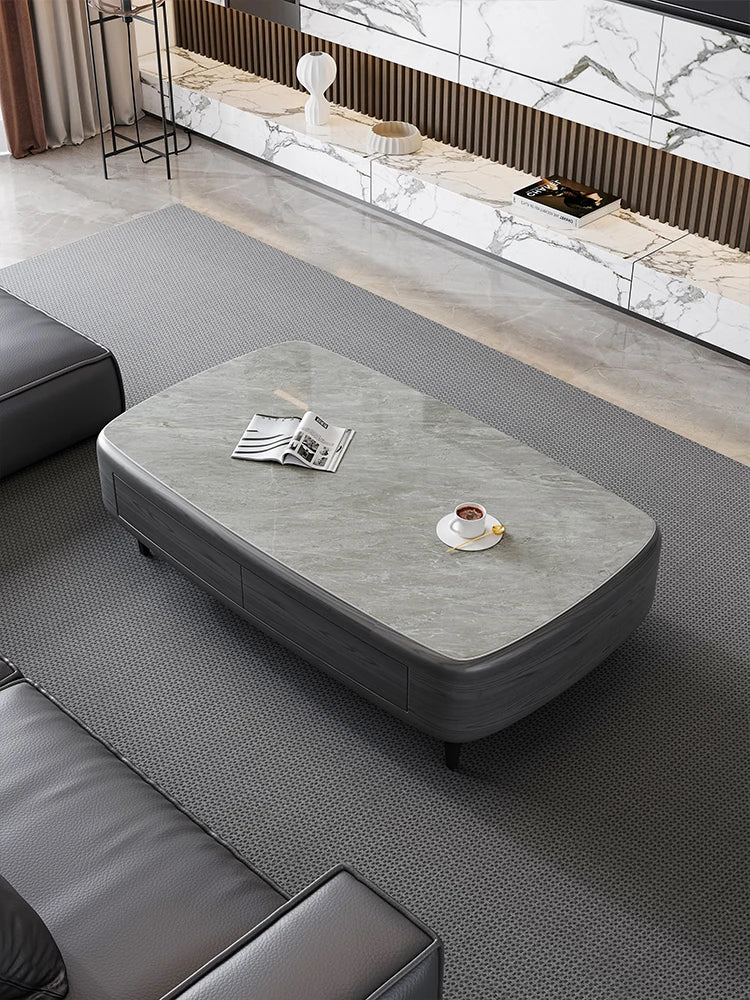 Slate high-end light luxury rectangular oval coffee table living room home high foot modern Italian style
