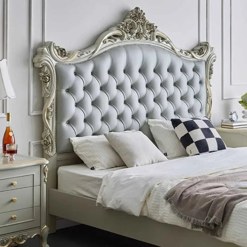 Storage Headboard Bed Frames Modern White Villa Wood Luxury Bed Frames Queen Design Sleeping letto matrimoniale home furniture