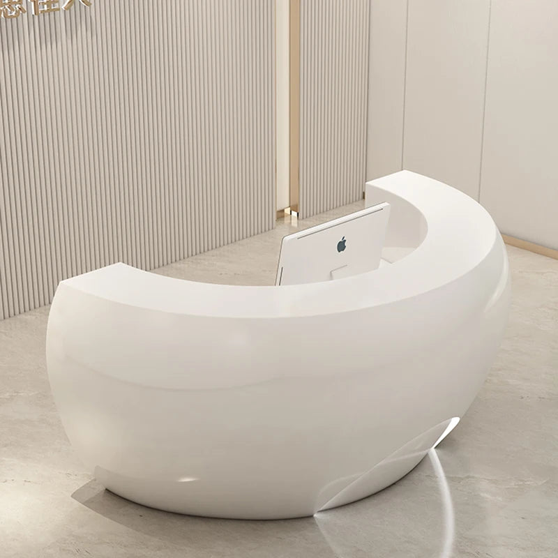 Plexiglass Furniture Professional Cash Counter Cafe Hairdresser White Reception Desk Bar Beauty Salon Cosmetics Modern Table Led