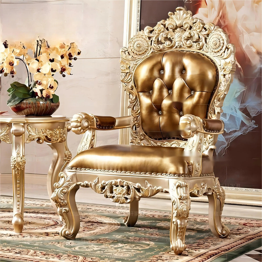 European style leisure tables and chairs, villa reception chairs, living room single person sofa chairs, leather tiger chairs