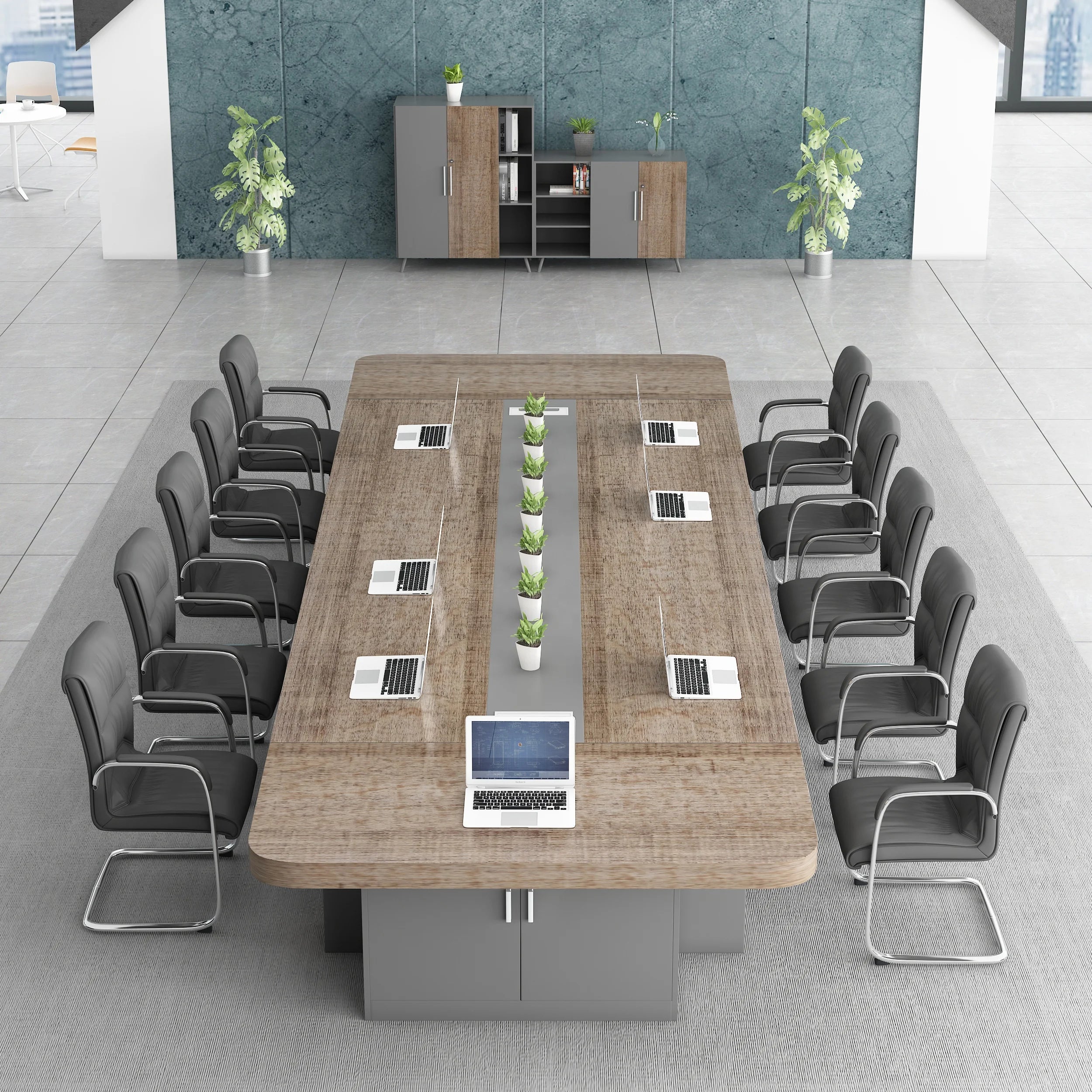Modern Long Conference Table & Chairs for 8 people