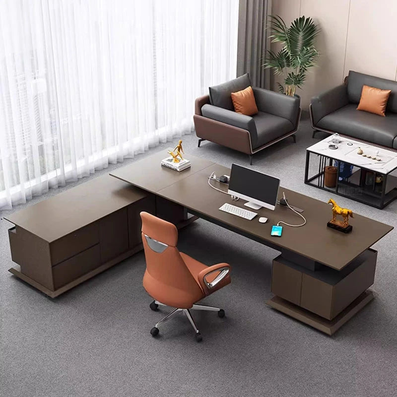 Writing Computer Office Desk Reception Drawers Minimalist L Shaped Table Office Desks Wood Escrivaninha Para Quarto Furniture