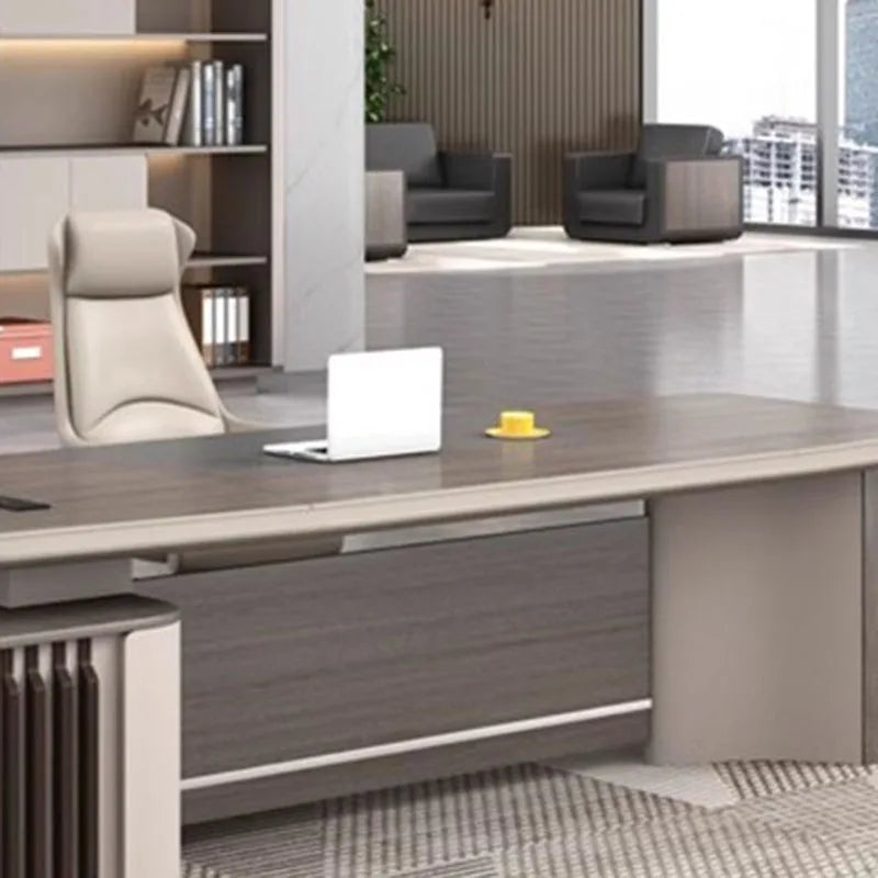 Luxury Wooden L-Shaped Executive Desk