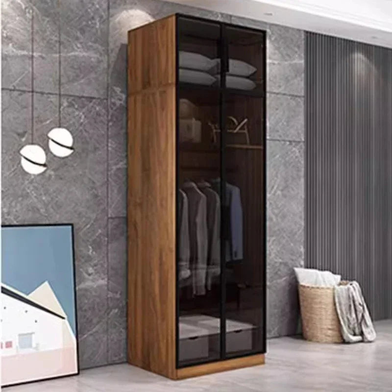 Minimalist Bedroom Organizer – Nordic Wardrobe with Storage Cubes, Mirror Cabinets, and Modern Design