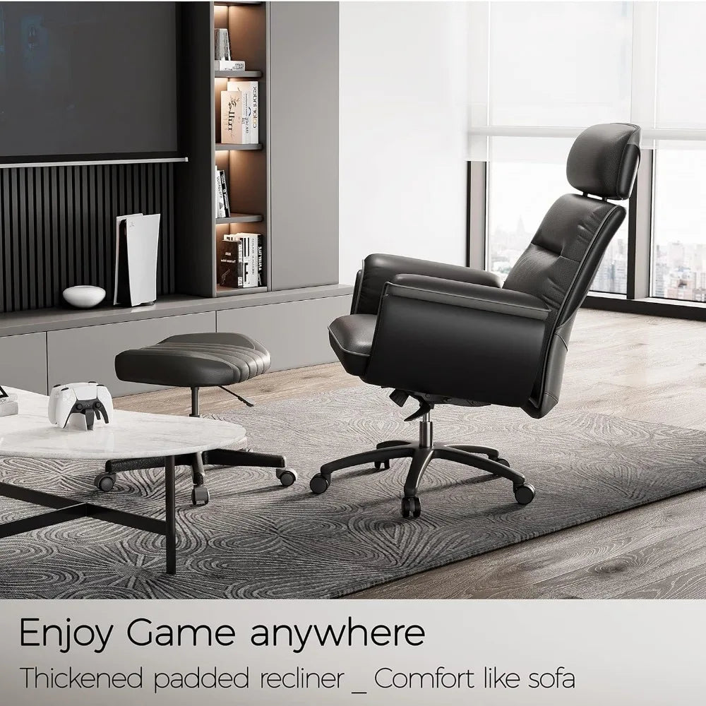 Office Chair, Microfiber Leather, Extra Wide Comfort with Liftable Headrest and Upholstered Armrests, Office Gaming Chair