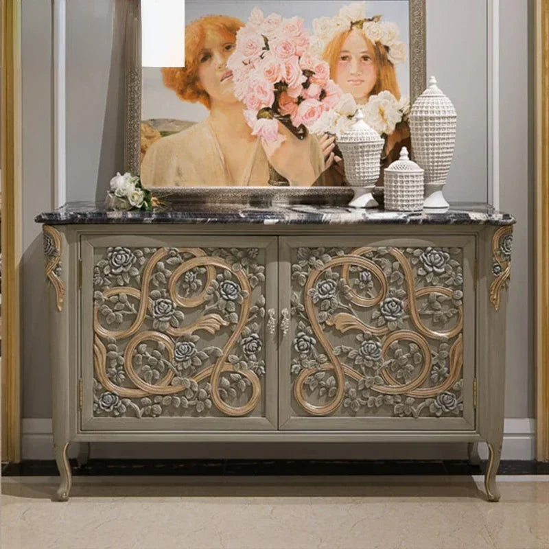 European style dining table and chair combination furniture customized rectangular table of solid wood for 6 people