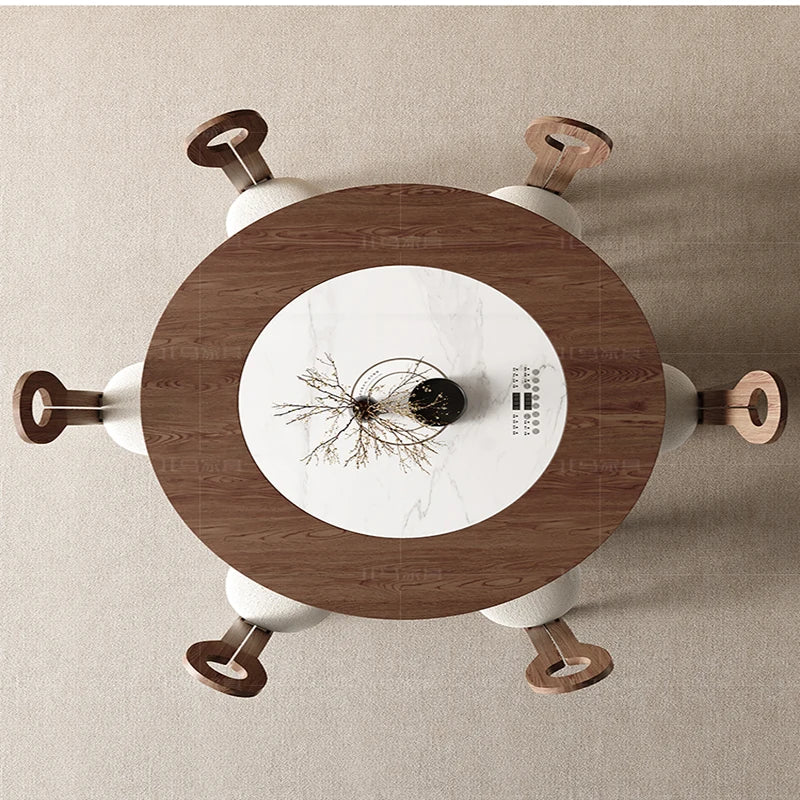 Luxury Dining Room Set – Ceramic Dining Table with Relaxing Chairs and Living Cabinets